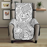 Cartoon hand drawn ice cream black white Chair Cover Protector