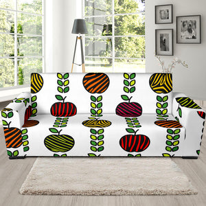 Colorful Apples Leave Zebra Stripe Sofa Slipcover