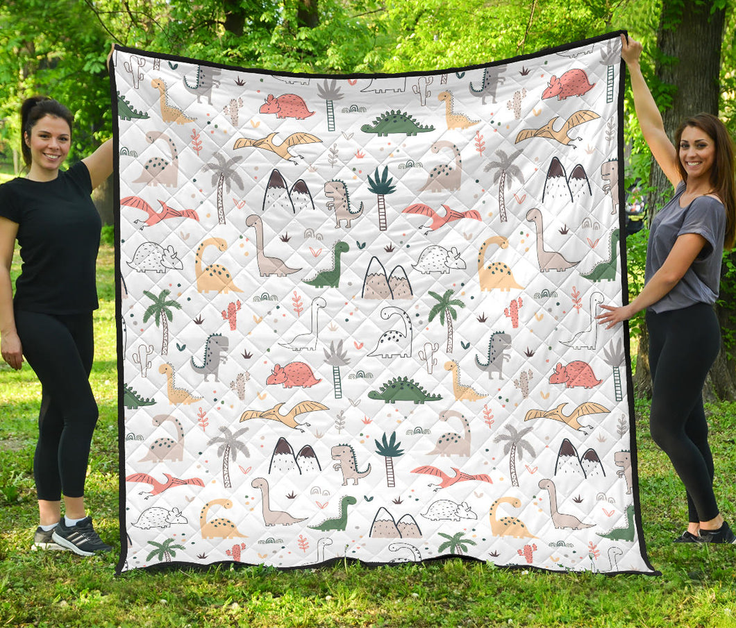 Cute Cartoon Dinosaurs Tree Pattern Premium Quilt