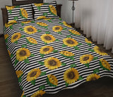 sunflowers ribbon background Quilt Bed Set
