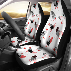Cool Rooster Chicken Cock Floral Ornament Background  Universal Fit Car Seat Covers