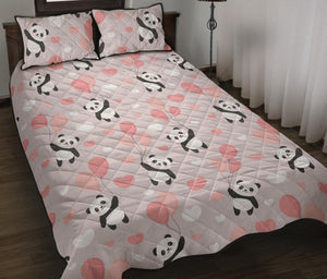 Cute panda ballon heart pattern Quilt Bed Set