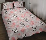 Cute panda ballon heart pattern Quilt Bed Set