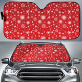 Snowflake Pattern Red Background Car Sun Shade