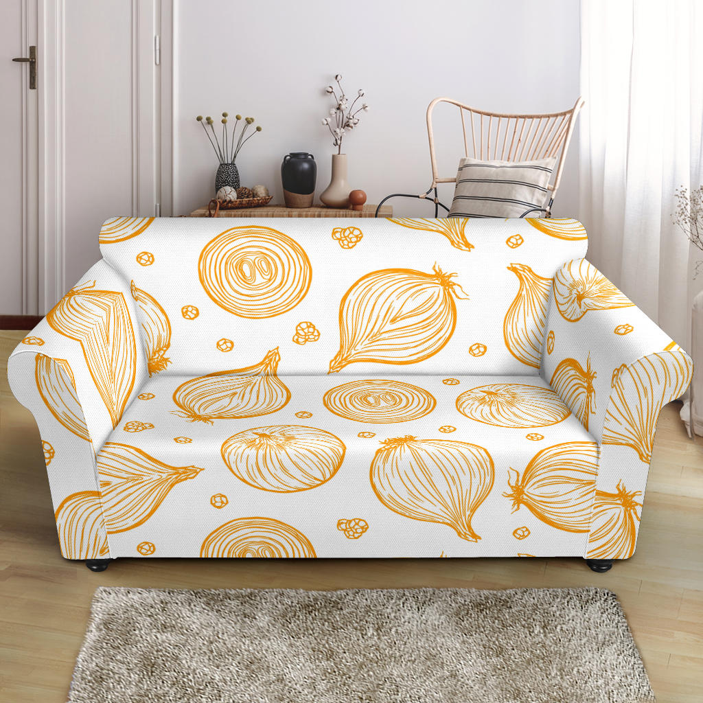 Hand Drawn Onion Pattern Loveseat Couch Slipcover