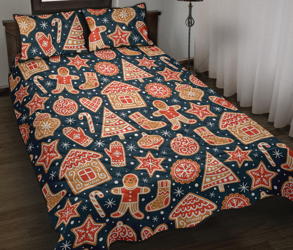 Christmas gingerbread cookie pattern Quilt Bed Set