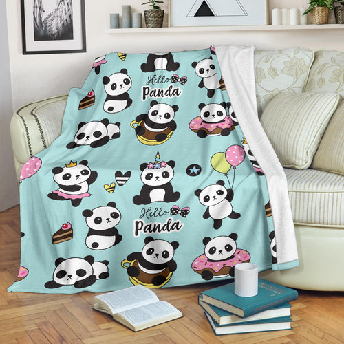 Cute Baby Panda Pattern Premium Blanket