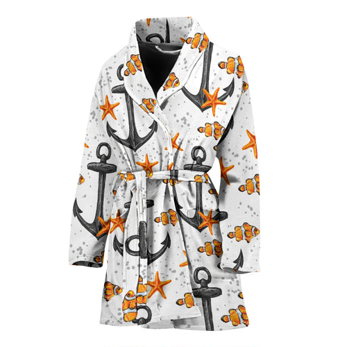 Clown Fish Pattern Print Design 02 Women's Bathrobe