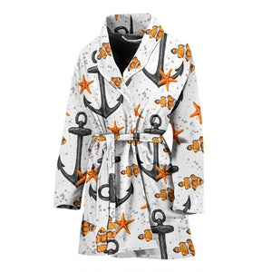 Clown Fish Pattern Print Design 02 Women's Bathrobe