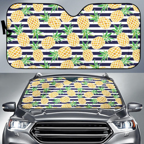 Pineapples Pattern Striped Background Car Sun Shade