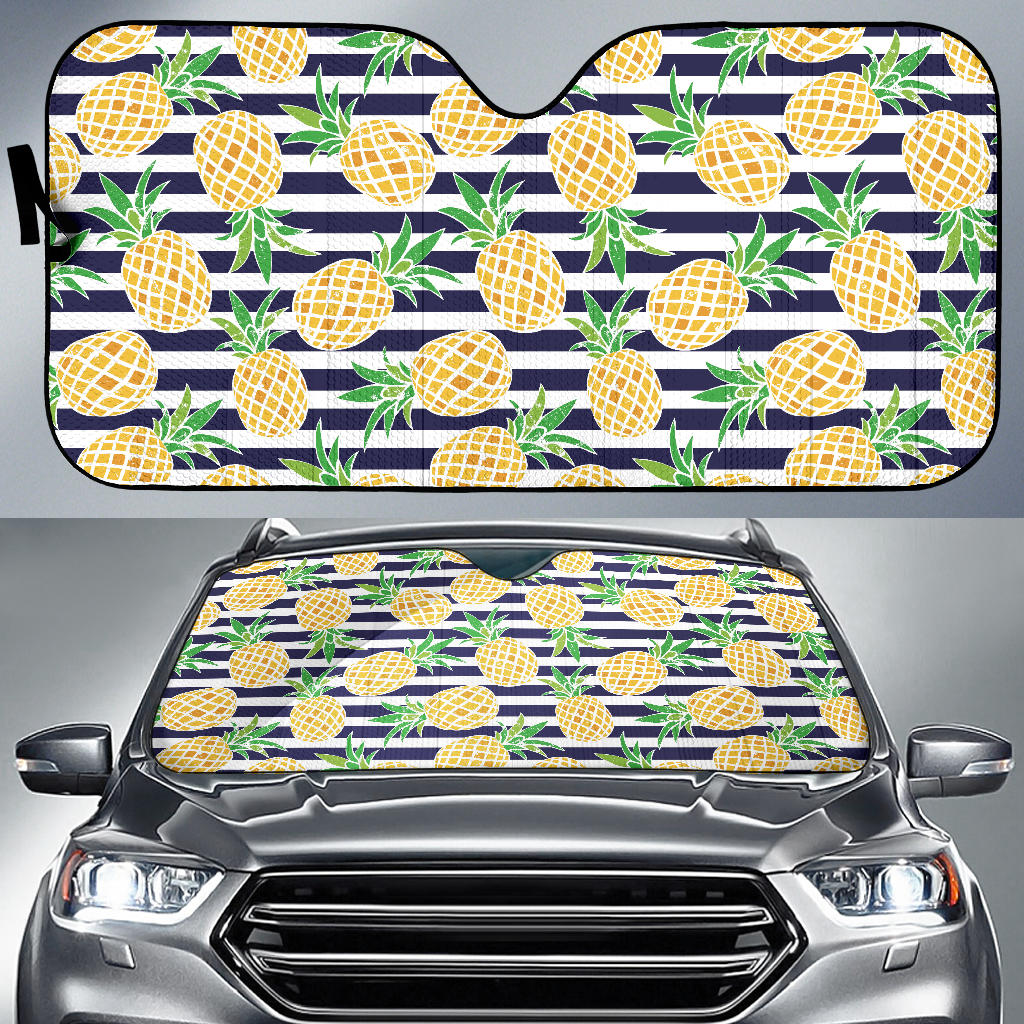 Pineapples Pattern Striped Background Car Sun Shade