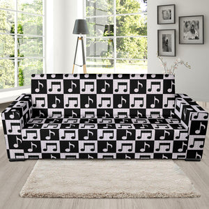 Music Notes Pattern Print Design 01 Sofa Slipcover