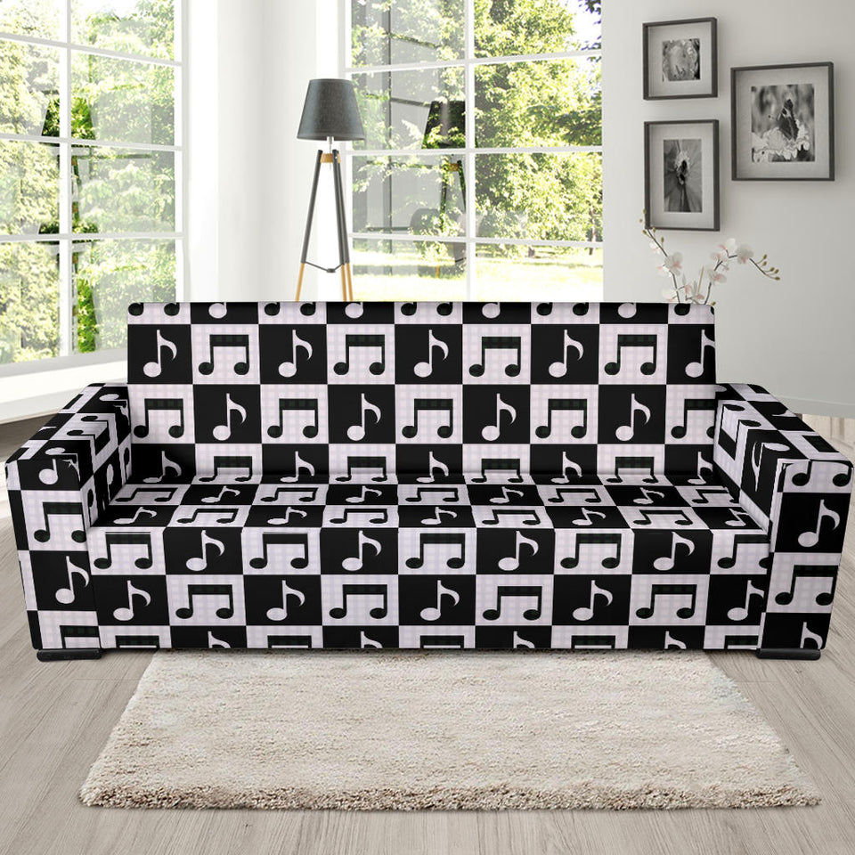 Music Notes Pattern Print Design 01 Sofa Slipcover
