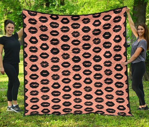 Lips Pattern Print Design 02 Premium Quilt