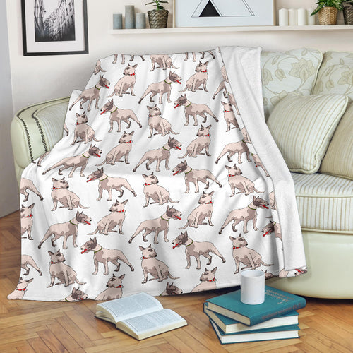 Bull Terrier Pattern Print Design 04 Premium Blanket