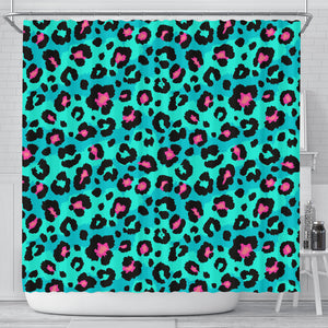 Green Leopard Skin Print Pattern Shower Curtain Fulfilled In US