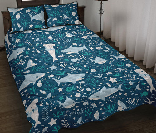 Cute shark pattern Quilt Bed Set