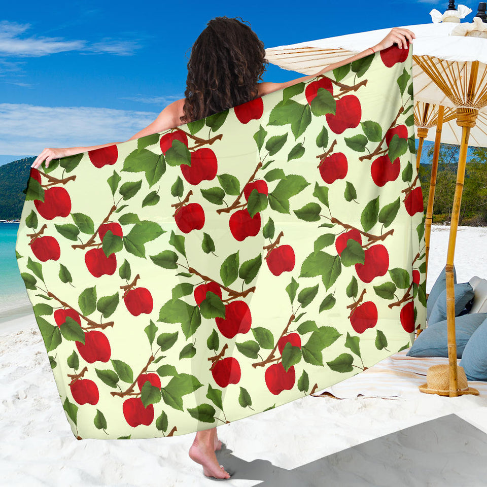 Red Apples Leaves Pattern Sarong