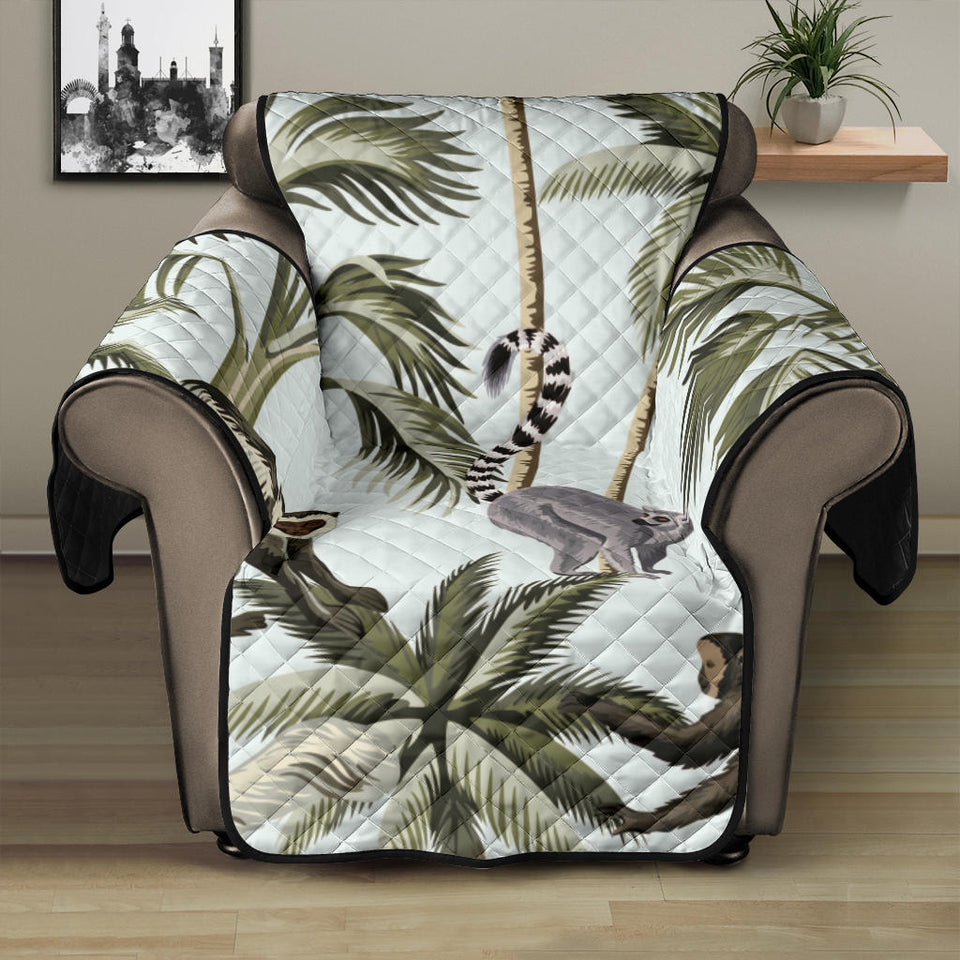 Monkey sloth lemur palm trees pattern Recliner Cover Protector