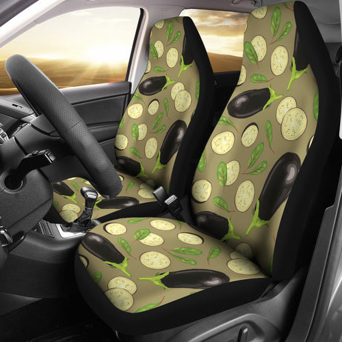 Eggplant Pattern Print Design 02 Universal Fit Car Seat Covers