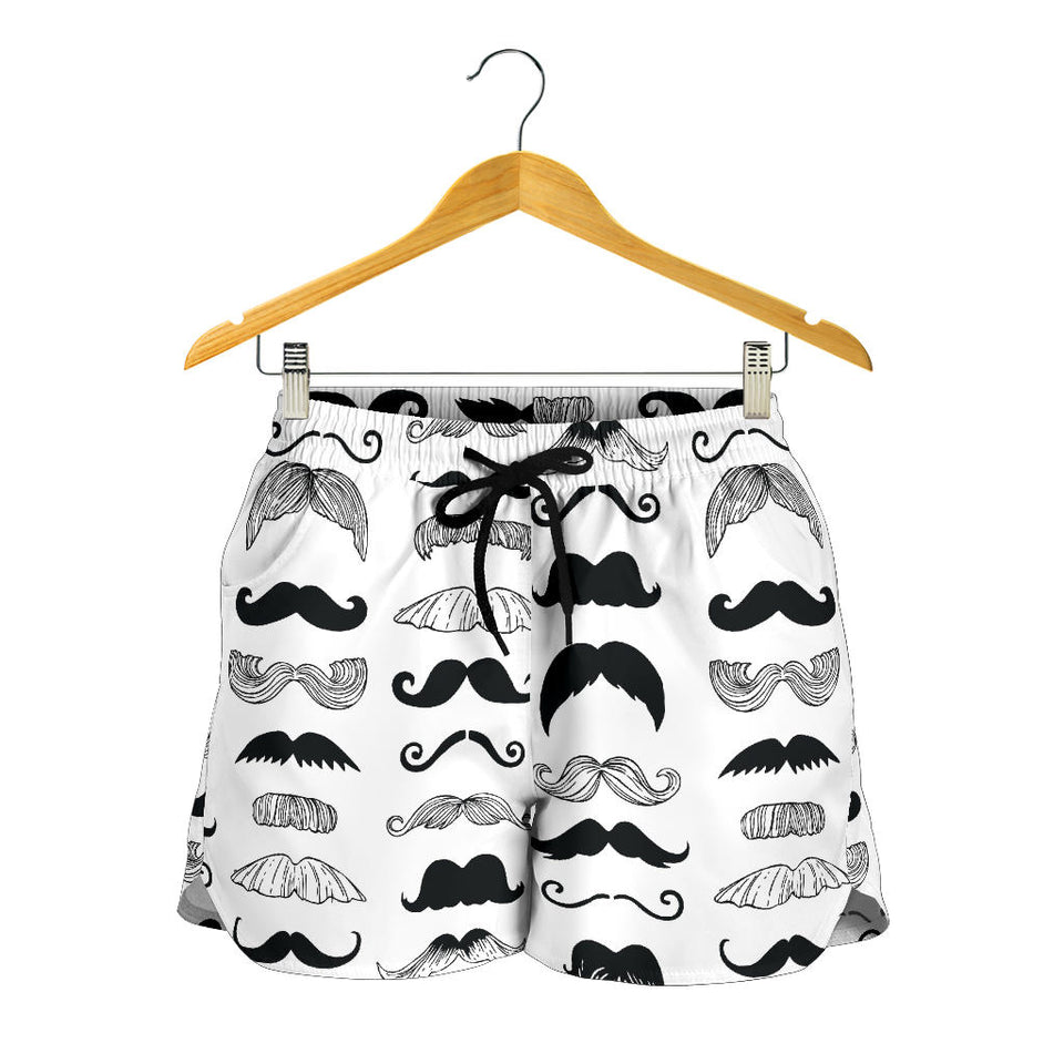 Mustache Beard Pattern Print Design 04 Women Shorts