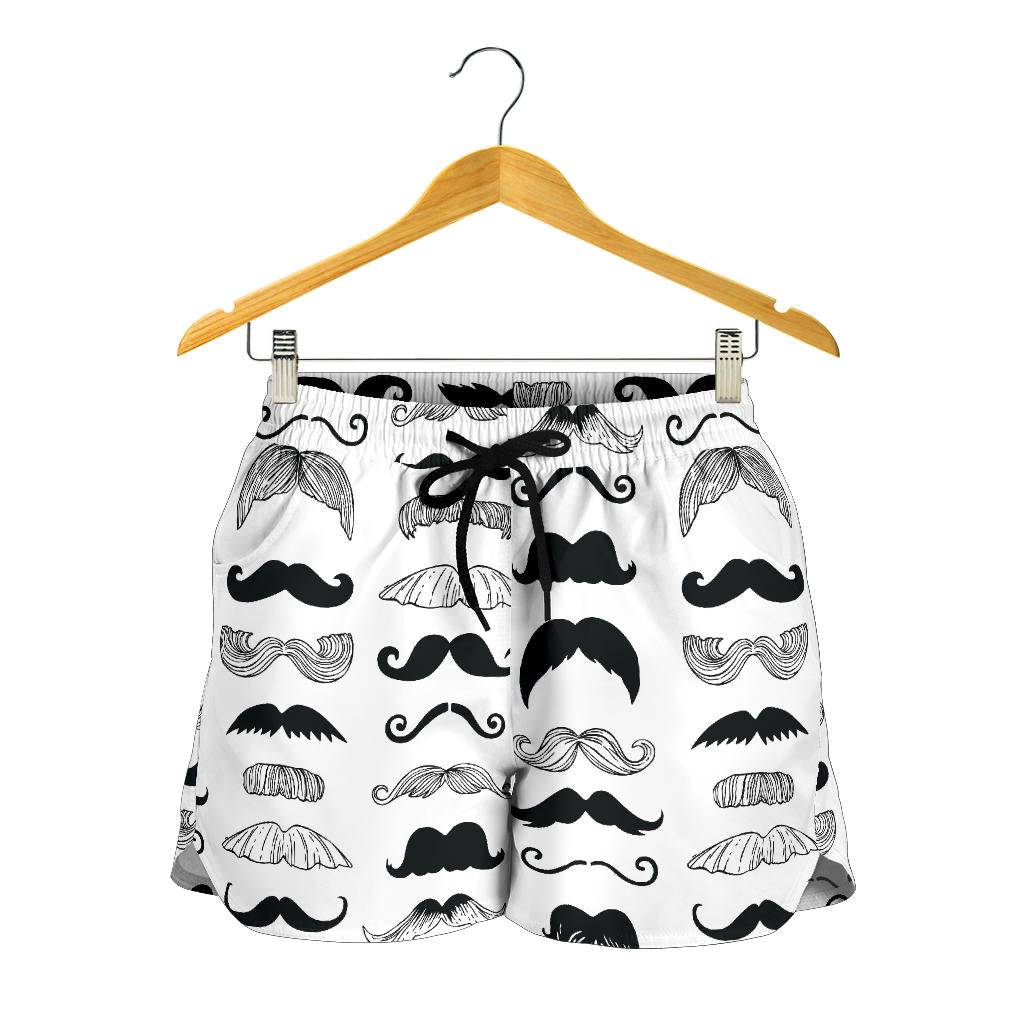 Mustache Beard Pattern Print Design 04 Women Shorts