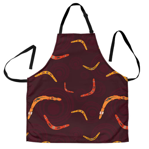 Boomerang Australian Aboriginal Ornament Circle Black Background Adjustable Apron