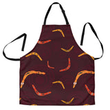 Boomerang Australian Aboriginal Ornament Circle Black Background Adjustable Apron