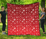 Snowflake Pattern Red Background Premium Quilt