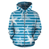 Starfish Blue Blackground Zip Up Hoodie