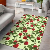 Red Apples Leaves Pattern Area Rug
