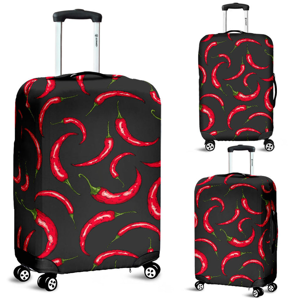 Chili Peppers Pattern Black Background Luggage Covers