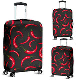 Chili Peppers Pattern Black Background Luggage Covers