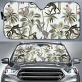 Monkey Sloth Lemur Palm Trees Pattern Car Sun Shade
