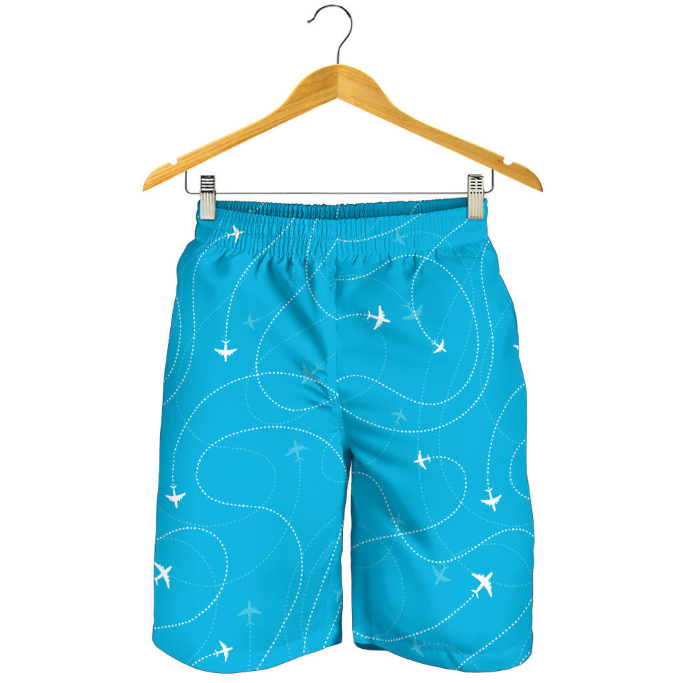 Airplane Destinations Blue Background Men Shorts
