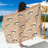 Cute Raccoon Heart Pattern Sarong