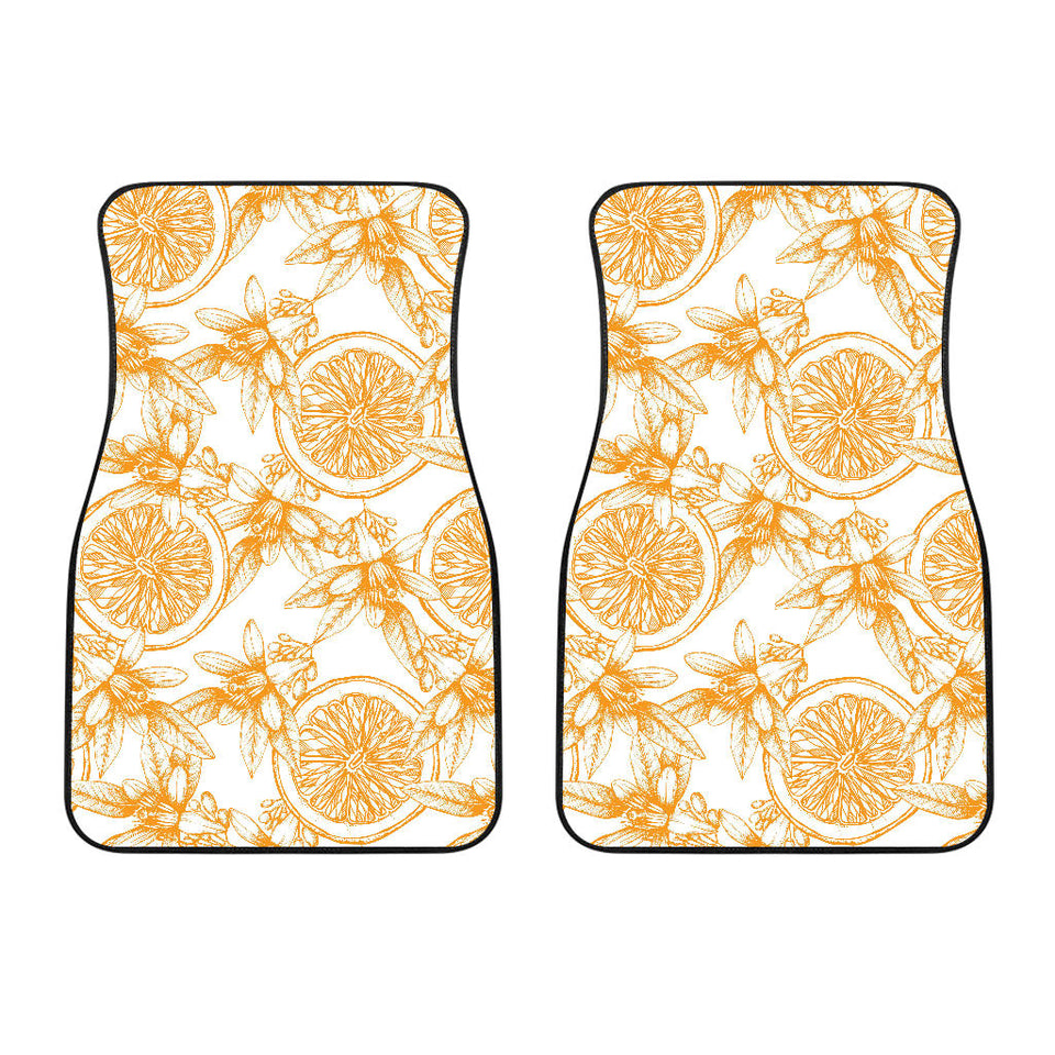 Hand Drawn Orange Fruit Pattern Front Car Mats