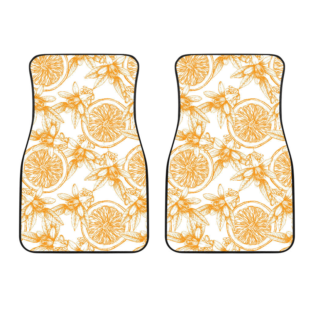 Hand Drawn Orange Fruit Pattern Front Car Mats