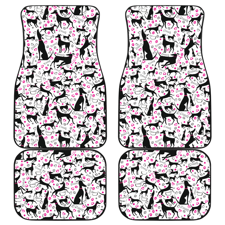 Greyhound Pattern Print Design 02 Front and Back Car Mats