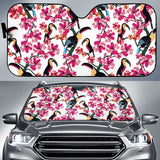Toucan Flower Design Pattern Car Sun Shade