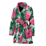 Watermelons Tropical Palm Leaves Pattern Women'S Bathrobe