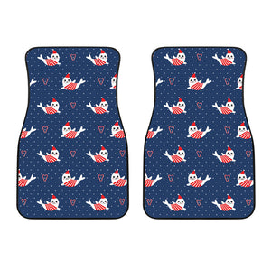 Cute Sea Lion Seal Christmas Hat Candy Cane Heart Pattern Front Car Mats