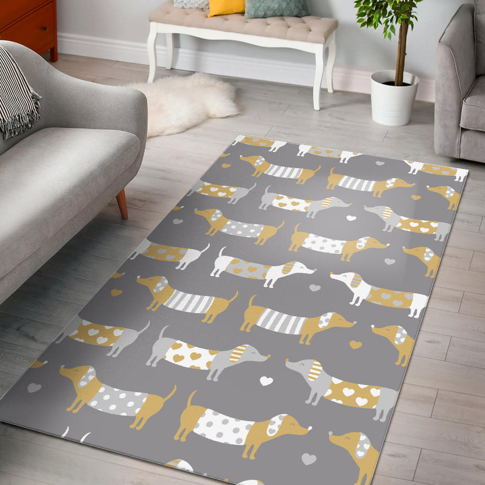 Cute Dachshund Dog Pattern Area Rug