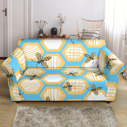 Bee Honeycomb Pattern Loveseat Couch Slipcover