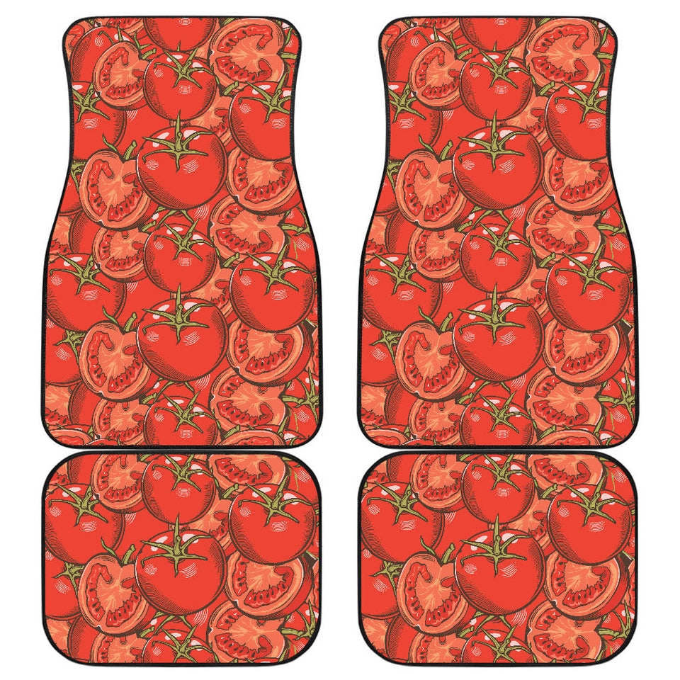 Red Tomato Pattern Front And Back Car Mats