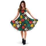 Canabis Marijuana Weed Pattern Print Design 02 Sleeveless Midi Dress