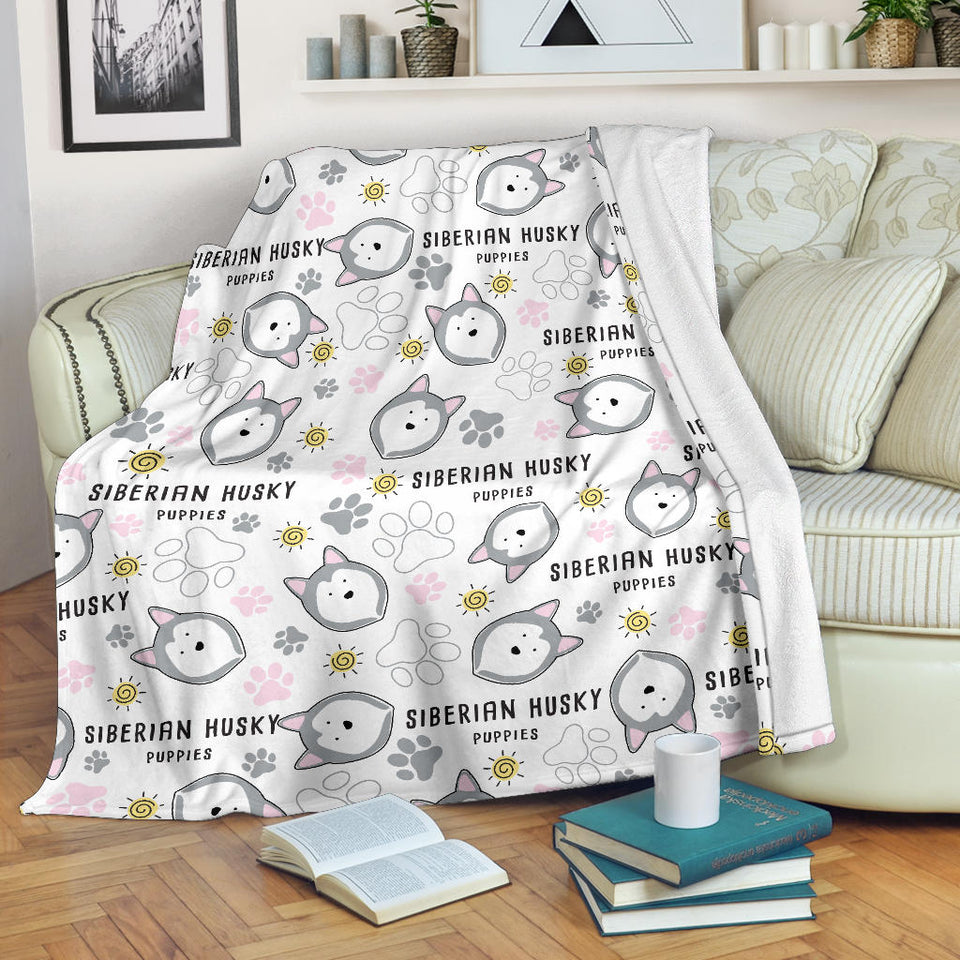 Siberian Husky Design Pattern Premium Blanket