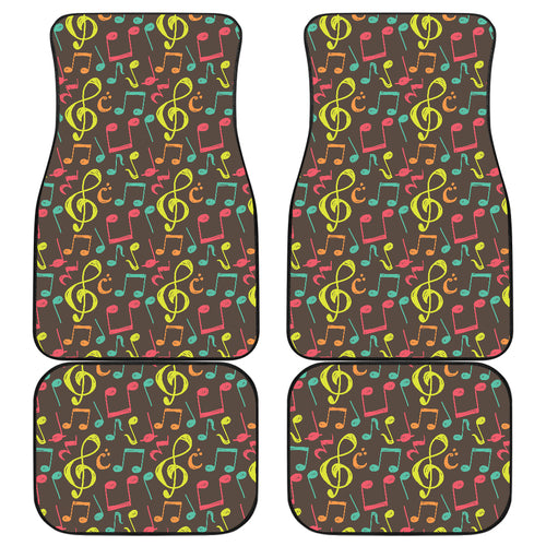 Music Notes Pattern Print Design 05 Front and Back Car Mats