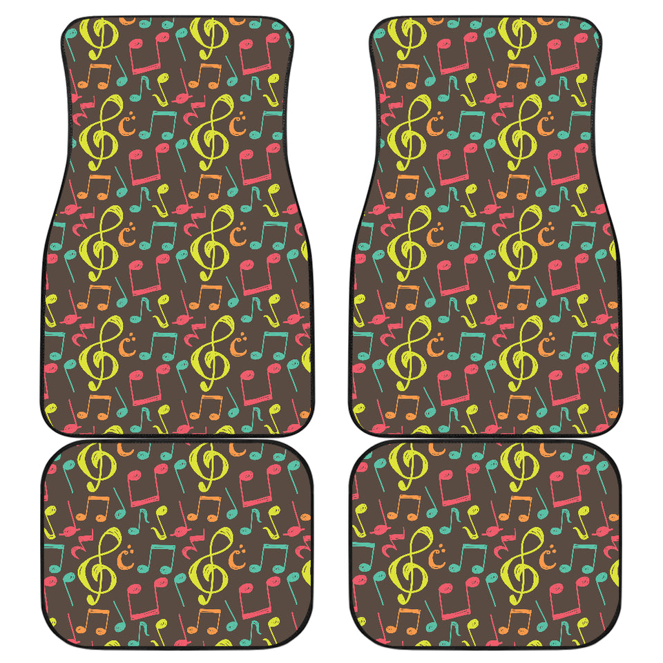 Music Notes Pattern Print Design 05 Front and Back Car Mats