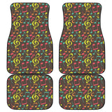Music Notes Pattern Print Design 05 Front and Back Car Mats